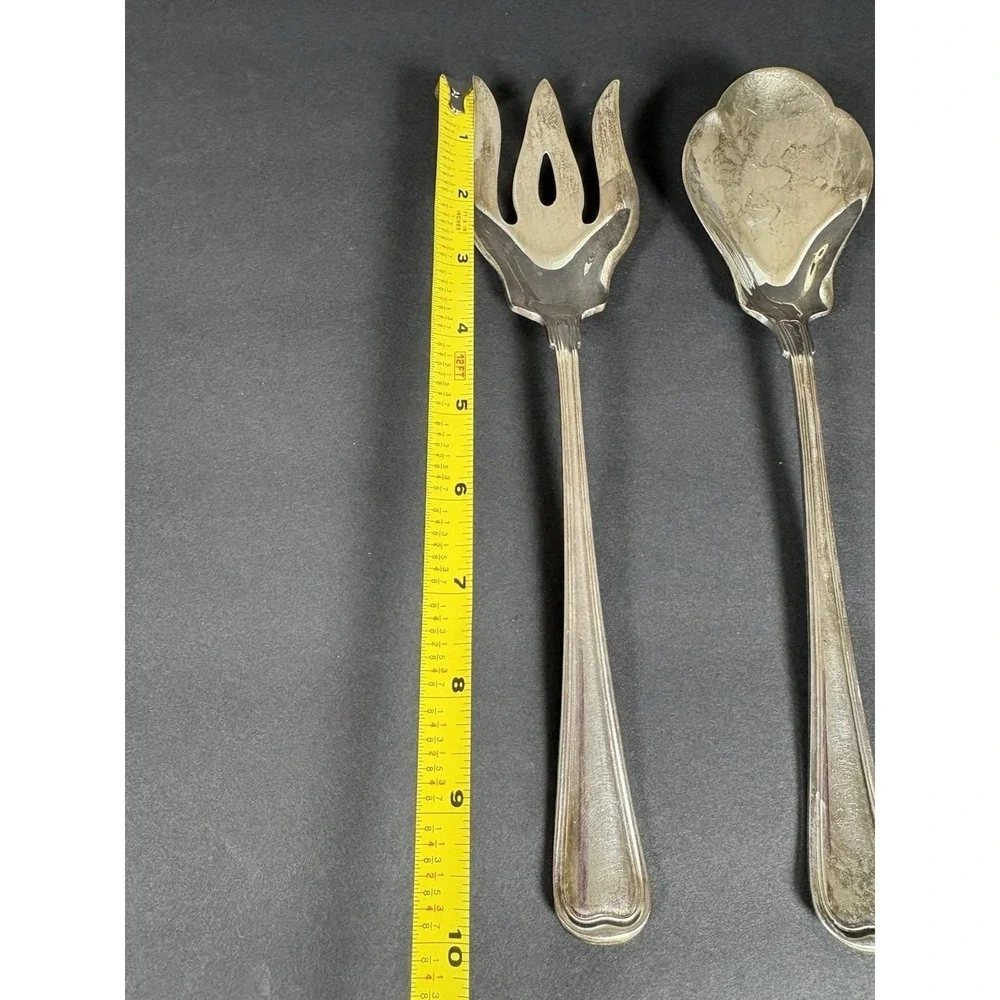 GORHAM EP Silverplate Scalloped Serving Spoon & Meat Fork, N118 & N119, 10.25